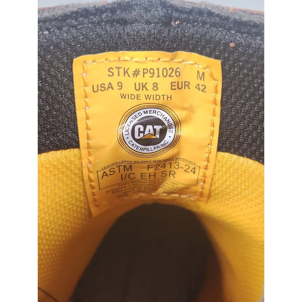 Caterpillar Work Boots Mens 9 Wide Brown Leather CAT Wheelbase Steel Toe P91026